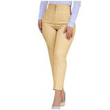 Reduce Price Hfyihgf Women s Cropped Dress Pants with Pockets Business Office Casual Pleated High Waist Slim Fit Pencil Pants for Work Trousers(Beige XL)
