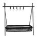 sundick Cookware Hanging Rack with Under Net Bag Hanging Organizer Stand Support Bracket 8kg Bearing Weight Foldable Portable Campsite Storage Rack with Hooks & Mesh Basket