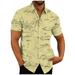 HIMIWAY 2023 Summer Trendy Clearance Mens Shirts Hawaiian Shirt For Men Men s Vintage Button Down Bowling Shirts Short Sleeve Summer Beach Shirt Yellow XXXL