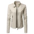 WNG Womens Long Sleeve Leather Jacket Motorcycle Leather Jacket Pu Leather Jacket Fashion Womens Jacket Coat