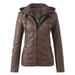 Dressy Sweaters Women Women s Slim Leather Stand Collar Zip Motorcycle Suit Belt Coat Jacket Tops Womens Vest Zip