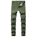 Zodggu Fall Deals Men s New Tight-fitting Ripped Straight Hip-hop Stretch Motorcycle Denim Trouser Full Length Pants 2023 Trendy Cargo Sweatpants Army Green 16