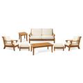 Giva 7 Pc Sofa Set: Sofa 2 Lounge Chairs 2 Ottomans Coffee Table & Side Table With Cushions in Sunbrela Fabric #5404 Canvas Natural