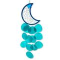 Moon Capiz Windchime - Crescent Moon Dreamcatcher Teal Capiz Windchime