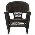 Jeco W00201R-A-2-RCES017 3 Piece Espresso Rocker Wicker Chair Set With Black Cushion