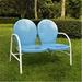 Crosley Furniture Griffith Metal Loveseat in Sky Blue Finish