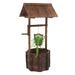 Outdoor Garden Decor Wooden Wishing Well Flowerpot Rustic Flower Planter with Adjustable Hanging Bucket for Patio Front Yard Indoor