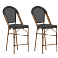 2 PACK Bistro Style Black 26 High Counter Height Stool Chair with Bamboo Finish and Aluminum Frame For Indoor or Outdoor Use