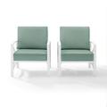 Crosley Furniture Kaplan 2-Piece Outdoor Seating Set in White with Mist Cushions