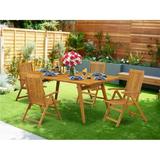 East West Furniture 5 Piece Denison Small Patio Table Set - Natural Oil