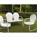 Crosley Furniture Griffith 3 Piece Metal Outdoor Conversation Seating Set - Loveseat and 2 Chairs in White Finish