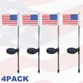 4Pack Solar American Flag Lights Outdoor Led Pathway Landscape Solar Lights Garden Lights American Flag Shaped Decor Stake Lights for Yard Patio Walkway Pathway