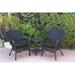 W00214-2-CES017 Windsor Black Wicker Chair & End Table Set with Black Cushion