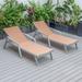 LeisureMod Marlin Modern Outdoor Chaise Lounge Arm Chair with Grey Powder Coated Aluminum Frame for Patio and Backyard Garden Set of 2 (Light Brown)