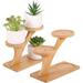 Bamboo Plant Stand 3 Tiers Indoor Succulent Windowsill Shelf - Small Tabletop Plant Holder Tiered Plant Stand for Succulent Pot Holder for for Home Office Living Room Bedroom Decoration(2 Packs)