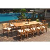 Grade-A Teak Dining Set: 12 Seater 13 Pc: 122 Caranas Double Extension Rectangle Table And 12 Osborne Chairs (2 Arm & 10 Armless Chairs) WholesaleTeak #WMDSWVm