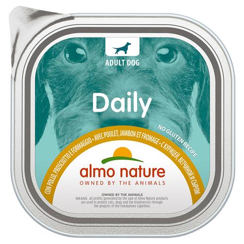 Sparpaket: 18x300g Almo Nature Daily mit Huhn, Schinken und Käse Hundefutter nass