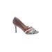 Naughty Monkey Heels: Tan Baroque Print Shoes - Women's Size 10