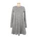 Old Navy Casual Dress - A-Line High Neck Long sleeves: Gray Marled Dresses - Women's Size Medium