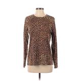 Lands' End Long Sleeve T-Shirt: Black Animal Print Tops - Women's Size Small