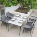 SHINYOK Rectangular 4 - Person 62.99" Long Aluminum Outdoor Dining Set w/ Cushions Stone/Concrete/Metal in White | 62.99 W x 35.43 D in | Wayfair