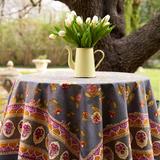 Couleur Nature Pansy Red/Purple/Orange Tablecloth 70" - Round Cotton in Gray/Indigo/Orange | 70 W x 70 D in | Wayfair 30-13-70
