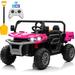 JOYRACER 24V Ride on UTV w/ Remote Control Seater 2x200W Ride on Dump Truck 26.7 H x 46.8 W x 25.6 D in pink/black in Rose | Wayfair 623-UTV-Rose