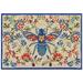 Blue/Brown 48 x 30 x 0.38 in Kitchen Mat - August Grove® Treport Flora Bee Kitchen Mat, Polyester | 48 H x 30 W x 0.38 D in | Wayfair