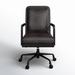 Birch Lane™ Reims Genuine Leather Task Chair Wood/Aluminum/Upholstered in Black | 26 W x 26.75 D in | Wayfair C898DDDEF26B46F294D5881315DC23AC
