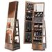 17 Stories 360 Swivel Jewelry Cabinet w/ Full-length Mirror & Storage Drawers, Metal in Brown | 63.38 H x 15.75 W x 14.57 D in | Wayfair