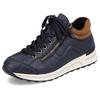 Sneaker RIEKER, Damen, Gr. 39, blau (blau, braun), Synthetik, sportlich, Schuhe, mit weichem Schaftrand, Freizeitschuh, Halbschuh, Schnürschuh