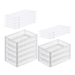 PROREGAL MegaDeal 8x Transparenter Eurobehälter LightLine mit offenem Griff und Scharnierdeckel | HxBxT 12x40x60cm | 24 Liter | Eurobox Image