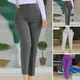Pantalon plissé taille haute pour femme pantalon droit poches plissées femme d'affaires fj9th
