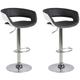 Gramma Tabouret de bar noir et blanc en similicuir, pied en chrome, hauteur réglable - Noir