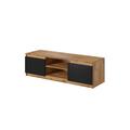 Meuble TV style industriel 120 cm noir / bois