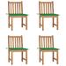 vidaXL Patio Chairs 4 pcs with Cushions Solid Teak Wood - 19.7" x 20.9" x 35.4"
