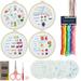 Daruoand 4Pcs Embroidery Starter Kit for Beginners Adults Colorful Patterns Embroidery Stitch Kit Ergonomic Embroidery Stitch Practice Kit with Embroidery Hoop Scissors Thread Needles for Craft