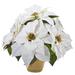 Nearly Natural Poinsettia Artificial Flowers in Ceramic Vase White