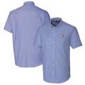 Men's Cutter & Buck Blue Indianapolis Colts Helmet Short Sleeve Stretch Oxford Button-Down Shirt