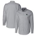 Men's Cutter & Buck Charcoal New York Jets Helmet Stretch Oxford Long Sleeve Button-Down Shirt