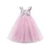 Kids Girls Flower Print Princess Dress Lace Mesh Sleeveless Party Wedding Bridesmaid Pink Sweet Sundress