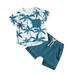 Rovga Summer Toddler Boys Outfits Short Sleeve Floral Prints T Shirt Pullover Tops Shorts Kids Outfits