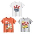Summer Kids Cartoon Car Print T-Shirts Unisex Crew Neck Short Sleeve Tops 3 Style 1-6Y