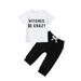 Toddler Baby Boy Halloween Outfits Short Sleeve Letter Print T-Shirt Pants Set