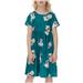 Oalirro Toddler Girl Clothes Summer Short Sleeve Cute Summer Dresses Round Neck Knee-High ï¼ˆ9-10Years) Green