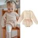 Baby Girls Boys Romper Contrast Color Long Sleeve Bandage Elastic High Waist Knitted Jumpsuits