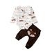 IZhansean Newborn Baby Boy Girl Fox print Tops Romper Long Pants Autumn Outfits Set Clothes Brown 6-12 Months