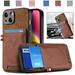 Nalacover Case for iPhone 14 Back Card Slots Wallet Case Vintage Denim Pattern PU Leather Magnet Car Mount Cover for iPhone 14 Full Edge Protection Anti-Drop Shockproof Case Brown