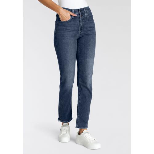 5-Pocket-Jeans LEVI'S ""724 BUTTON SHANK"" Gr. 30, Länge 30, blau (all zipped up) Damen Jeans mit Reisverschlussdetail am Saum