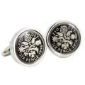 Enamel Hand Painted Black Coloured Lucky Sixpence Cufflinks choice of year from 1937 to 1970 (Year 1955)